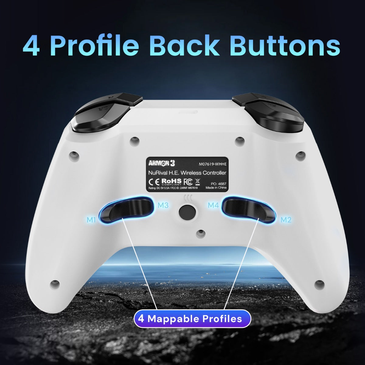 "NuRival" Wireless Hall Effect Controller for Switch (Blk/White)