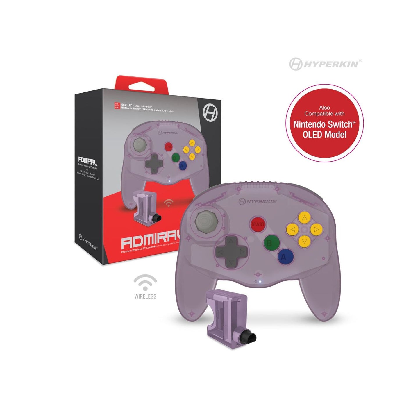 Admiral Premium BT Controller for N64/Nintendo Switch/PC/Mac/Android